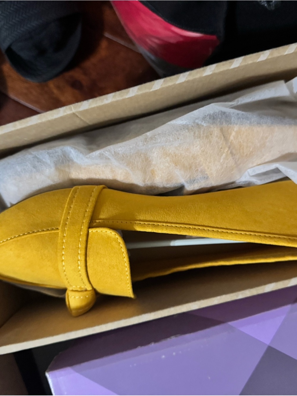 Journee Collection Mustard Yellow Suede Loafers